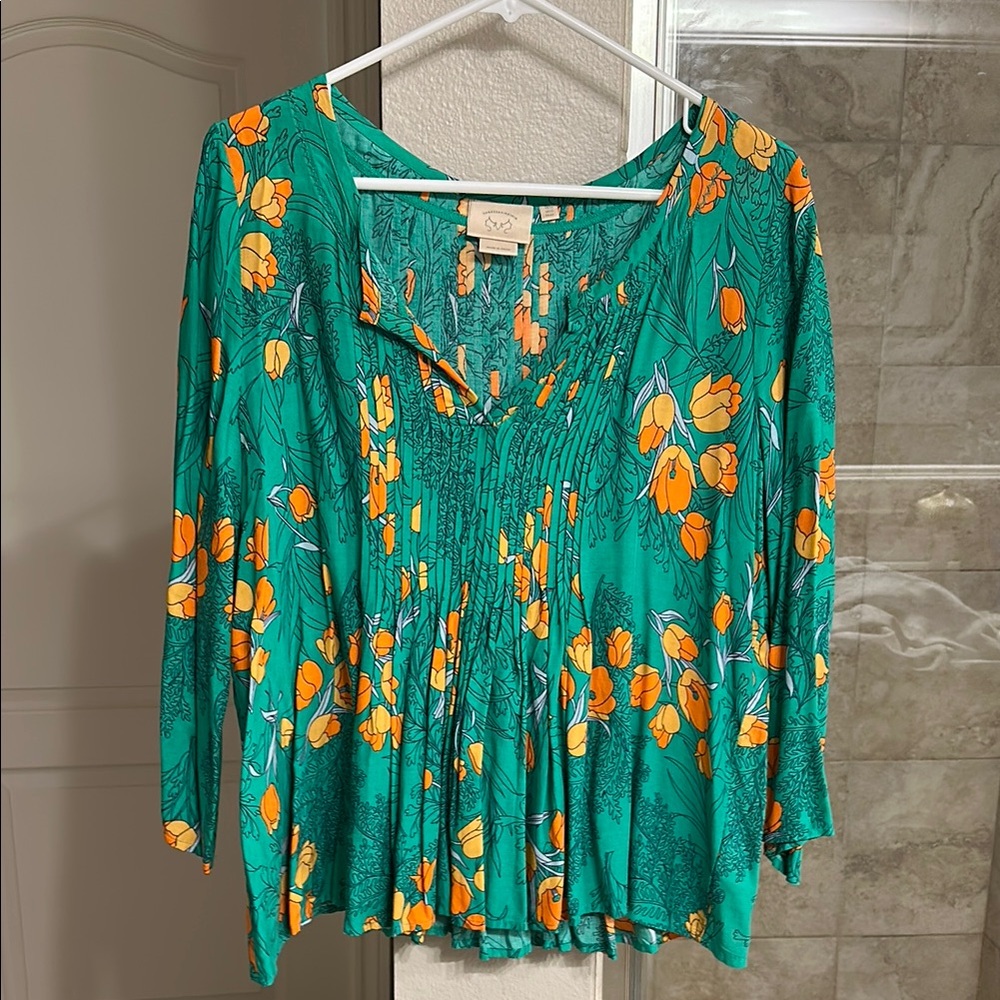 EUC Anthropologie Floral Peplum Top
